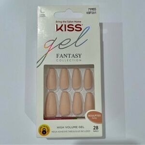NEW KISS Gel Fantasy Collection - Sculpted Long Nude Nails - Matte - 28 Nails